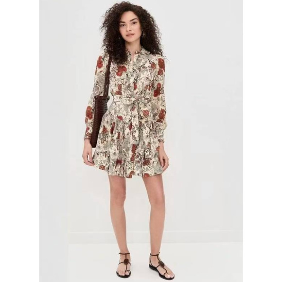 Ulla Johnson SIMONA SILK LONG SLEEVE MINI DRESS US 6 - Picture 3 of 15